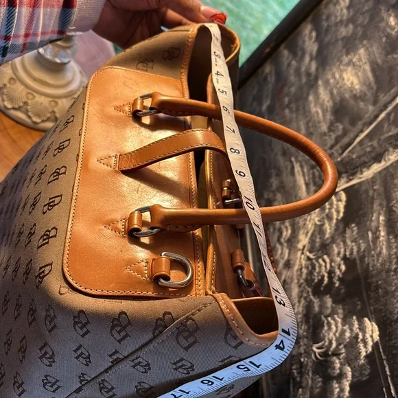 Dooney & Bourke Beige Brown Monogram Large Tote Satchel Bag - Picture 12 of 13